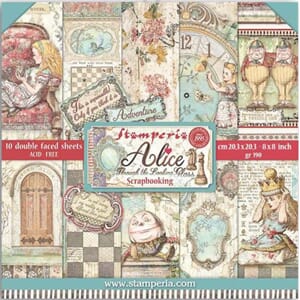 Stamperia: Alice through the looking Paper Pack, 8x8, 10/Pkg