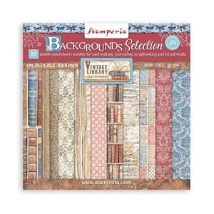 Stamperia - Vintage Library Backgrounds 8x8 Inch Paper Pack