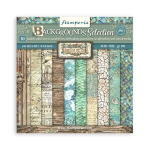 Stamperia - Songs of the Sea Backgrounds 8x8 Inch Paper Pack