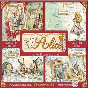 Stamperia: Alice w/gold foil Paper Pack, 12x12, 10/Pkg