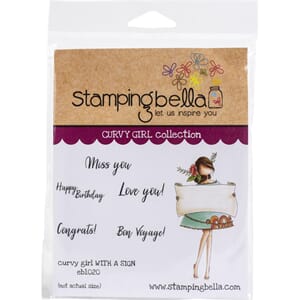 Stamping Bella: Curvy Girl With A Sign Cling Stamps