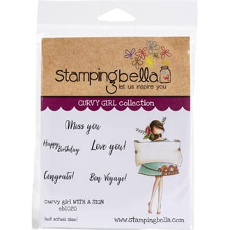 Stamping Bella: Curvy Girl With A Sign Cling Stamps