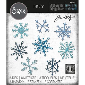 Sizzix - Scribbly Snowflakes Thinlits Dies, 8/Pkg