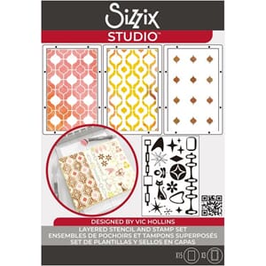 Sizzix - Retro Studio Clear Stamps w/Stencils by Vic Hollins