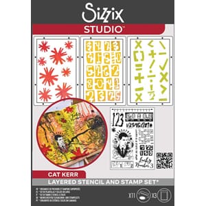 Sizzix - Strength in Nu Clear Stamps w/Stencils by  Cat Kerr