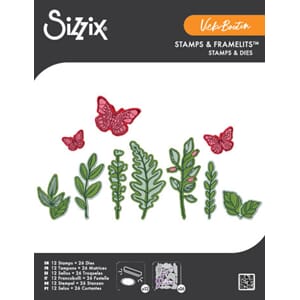 Sizzix - Clear Stamps w/Framelits Die Greenery Layers #1