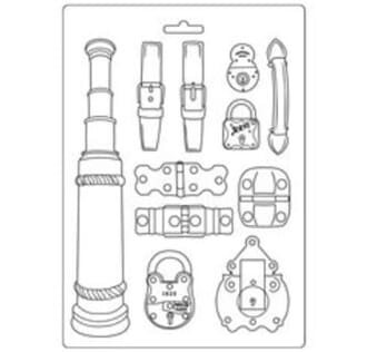 Stamperia: Soft Mould Lady Vagabond Belts and Fasteners, A4