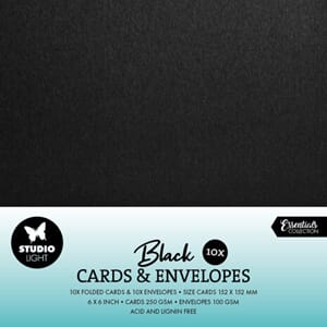 Studio Light - Cards & Envelopes 6x6 Inch Black, 10 sett