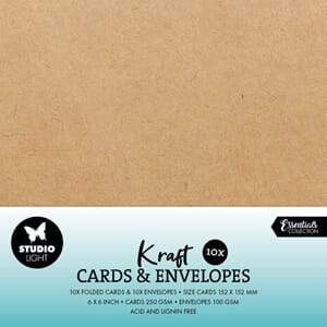 Studio Light - Cards & Envelopes 6x6 Inch Kraft, 10 sett