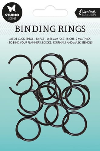 Studio Light - Black Binding Rings, ø 25 mm, 12 stk