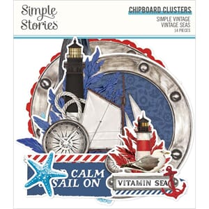 Simple Stories - Vintage Seas Chipboard Clusters 14/Pkg