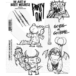 Brett Weldele: Party Animals Cling Stamps, str 7x8.5 inch