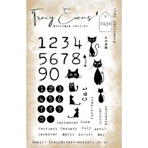 Tracy Evans - Numerical Cats A5 Stamp