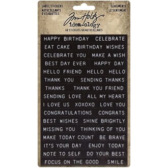 Tim Holtz Idea-Ology: Sentiments Label Stickers 68/Pkg