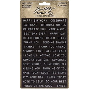 Tim Holtz Idea-Ology: Sentiments Label Stickers 68/Pkg