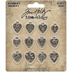Tim Holtz Idea-Ology Hearts Metal Adornments 5/Pkg