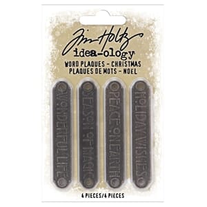 Idea-Ology - Christmas Metal Word Plaques, 4/Pkg