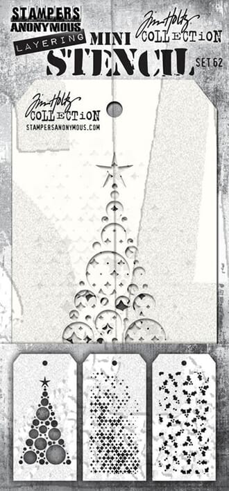 Tim Holtz: Set 62 - Mini Layered Stencil Set 3/Pkg