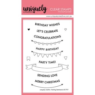 Uniquely Creative: Bunting Sentiments Clear Stamps, 15/Pkg