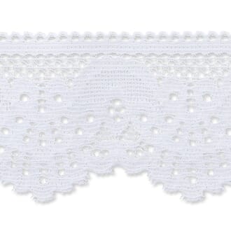 Elastisk blonde - Hvite, bredde 42 mm, metervare