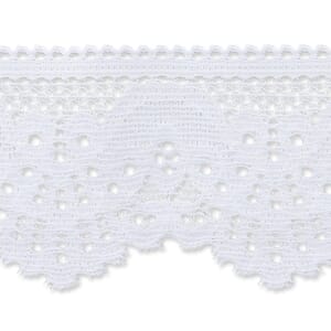 Elastisk blonde - Hvite, bredde 42 mm, metervare