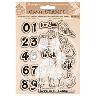 Stamperia: Numbers and Animals CW Clear Stamps, A5, 19/Pkg