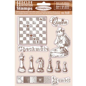 Stamperia: Alice checkmate Rubber Stamps, A5, 1/Pkg
